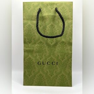 Gucci EMPTY Green Shopping Gift Tote Bag with Handles Floral Pattern 11.2x6.5x2"